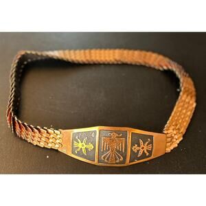 intage Solid Copper Panel Belt Southwestern Thunderbird Boho Western